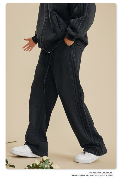 Cardydony Women's Vintage Wash Track Pants | Loose Straight Athletic Pants