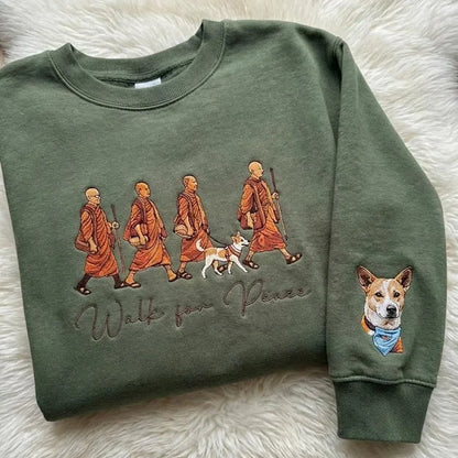Cardydony Walk For Peace Monks With Aloka Dog Comfy Sweatshirt
