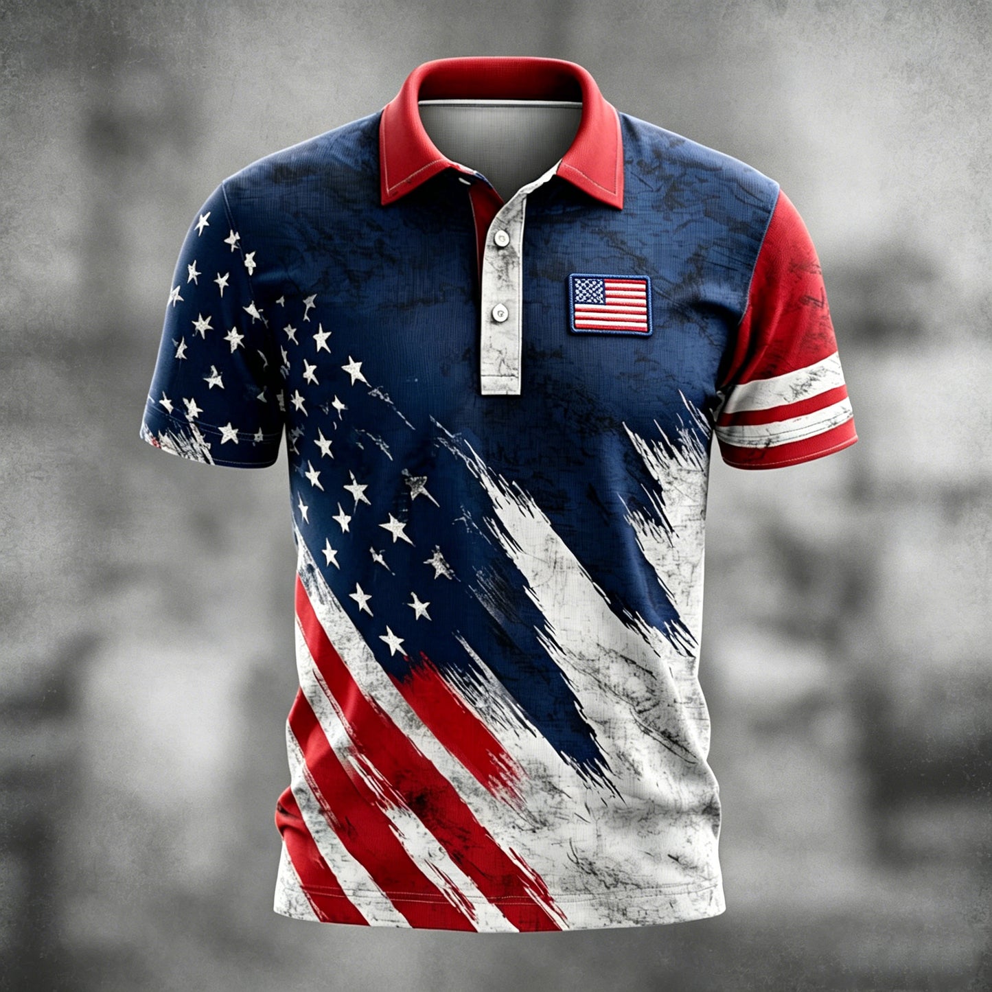 Cardydony Men's American Flag Print And Embroidered Polo Shirts