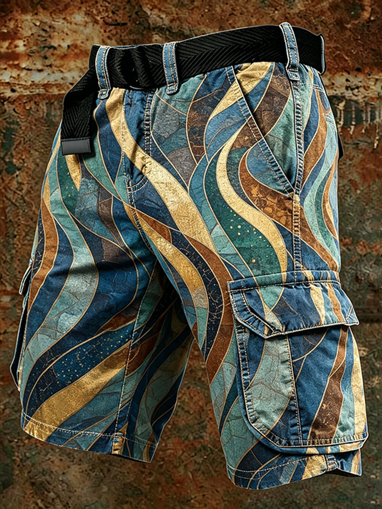 Cardydony Retro Ethnic Striped Outdoor Shorts