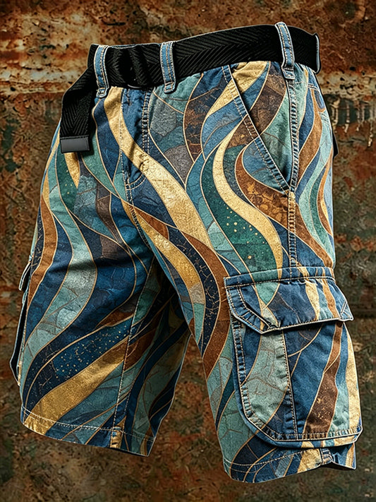 Cardydony Retro Ethnic Striped Outdoor Shorts