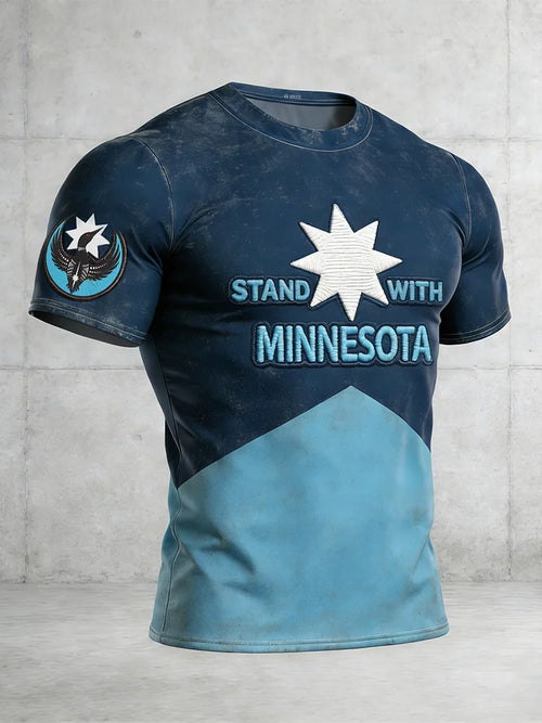 Cardydony Men's Vintage Ice Out Stand With Minnesota Print T-shirt