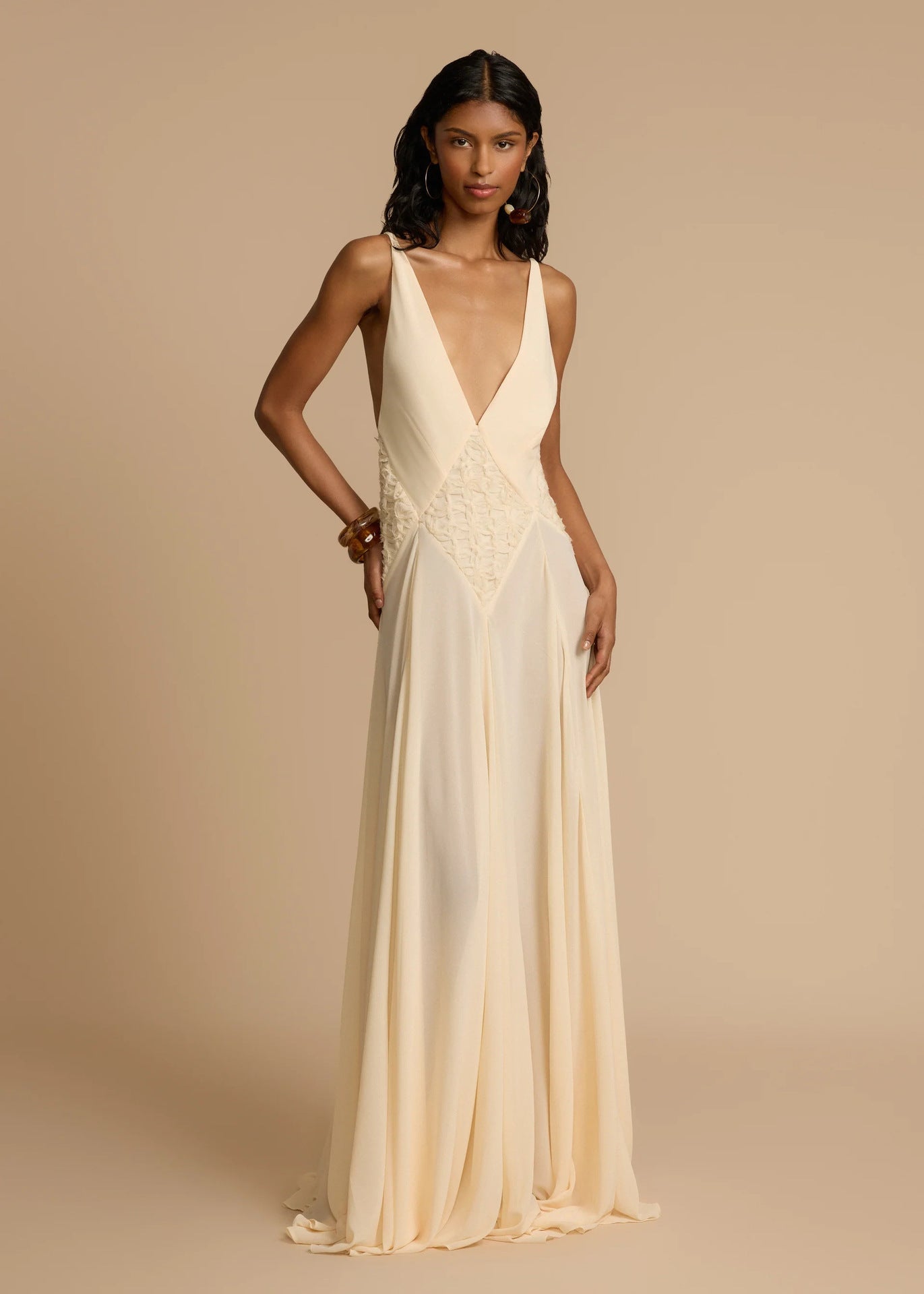 Cardydony Women's White Deep V-Neck Lace Maxi Dress | Flowy Vacation Cami Dress