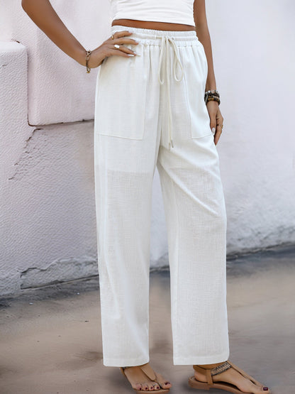 Cardydony Women's Wide Leg Pants | High Waist Drawstring Trousers