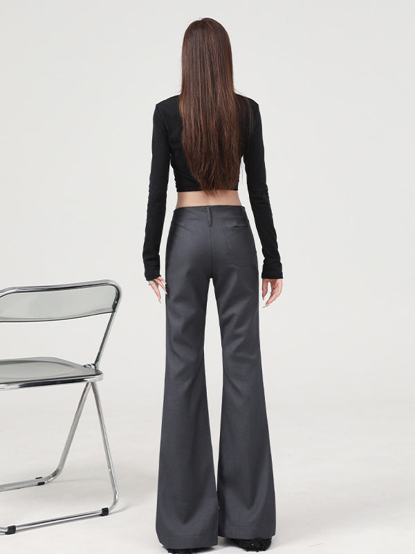 Cardydony Women's Flared Pants for Women | Y2K Low Waist Flare Trousers Slim Fit Straight Leg Dress Pants
