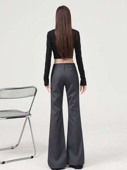 Cardydony Women's Flared Pants for Women | Y2K Low Waist Flare Trousers Slim Fit Straight Leg Dress Pants
