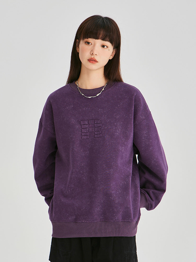 Cardydony Embossed Vintage Wash Cotton Blend Sweatshirt