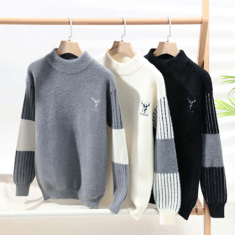 Cardydony Women's Mock Neck Color Block Sweater | Urban Fashion