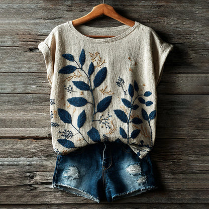 Cardydony Vintage Floral Art Print Casual Short Sleeve T-shirt