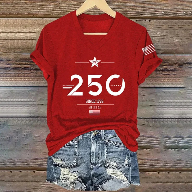 Cardydony Women's 250th Anniversary Print T-shirt
