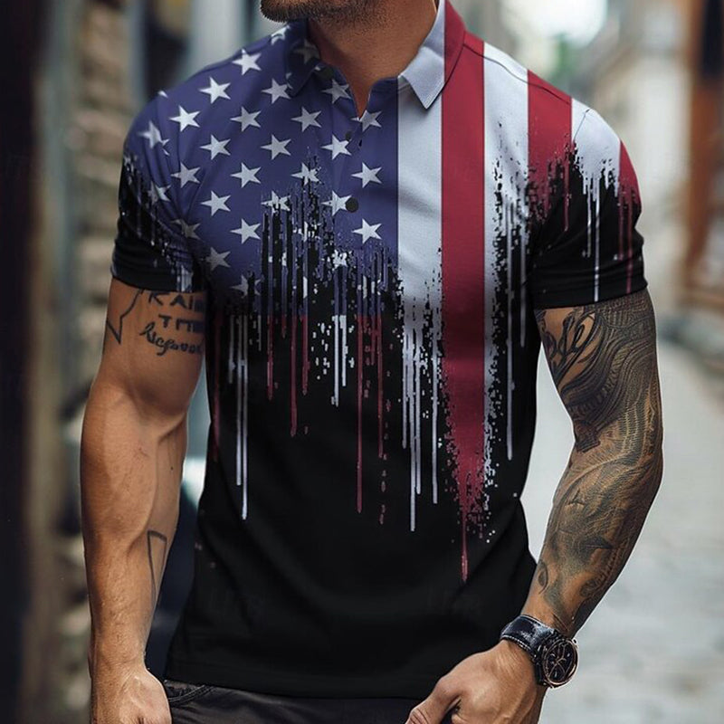 Cardydony Men's Casual America's 250th Anniversary Print Polo Shirt