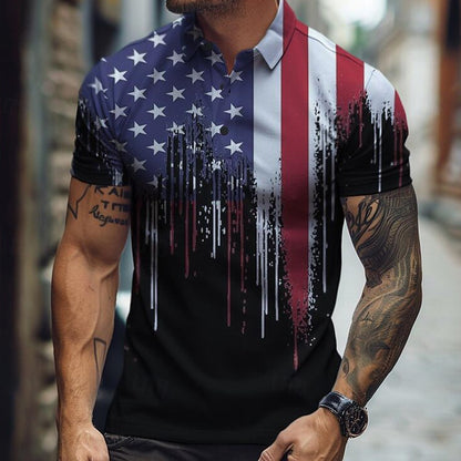 Cardydony Men's Casual America's 250th Anniversary Print Polo Shirt