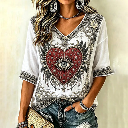 Cardydony Women's Bohemian Top, Ethnic Gothic Style