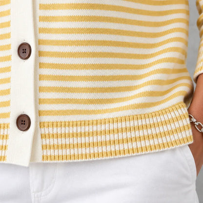 Cardydony Elegant Knitted Striped Cardigan