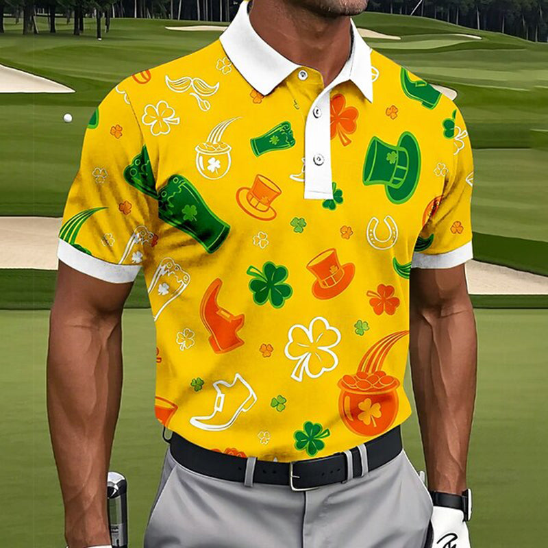 Cardydony Men's Shamrock St Patrick's Day Golf Sports Polo Shirts