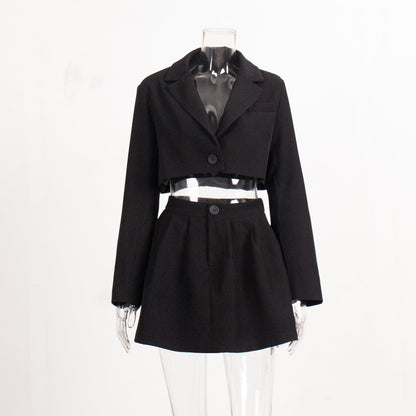 Cardydony Women's Chic Power Suit Ensemble: Y2K Blazer & Mini Skirt Set