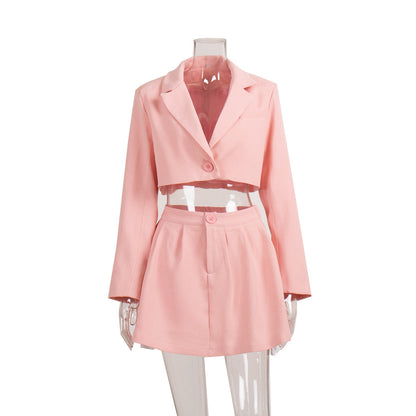 Cardydony Women's Chic Power Suit Ensemble: Y2K Blazer & Mini Skirt Set