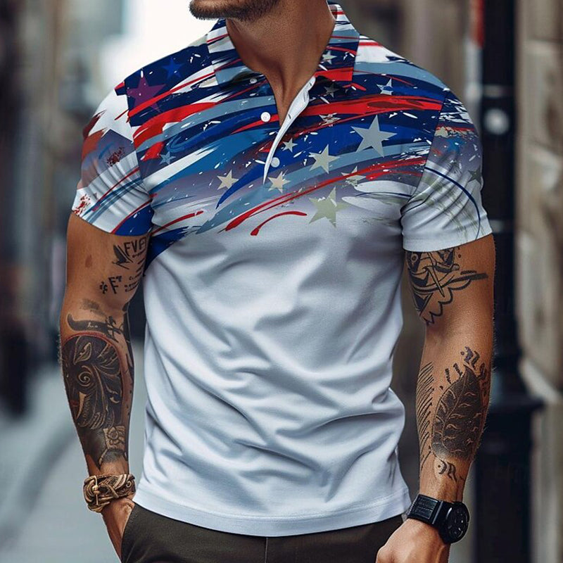 Cardydony Men's Vintage America's 250th Anniversary Print Polo Shirt