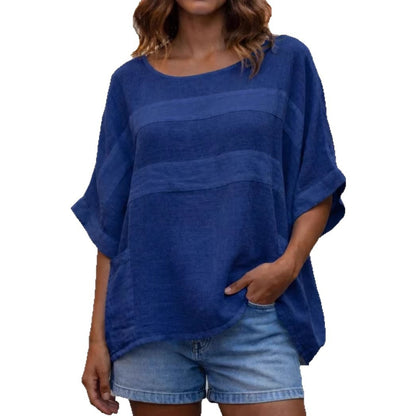 Cardydony Women's Round Neck Three-quarter Sleeve Casual Loose Top