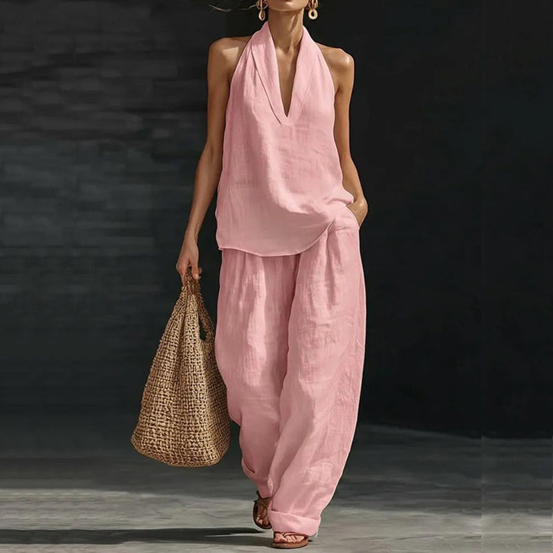 Cardydony V-neck Tank Top & Pants Two Piece Set