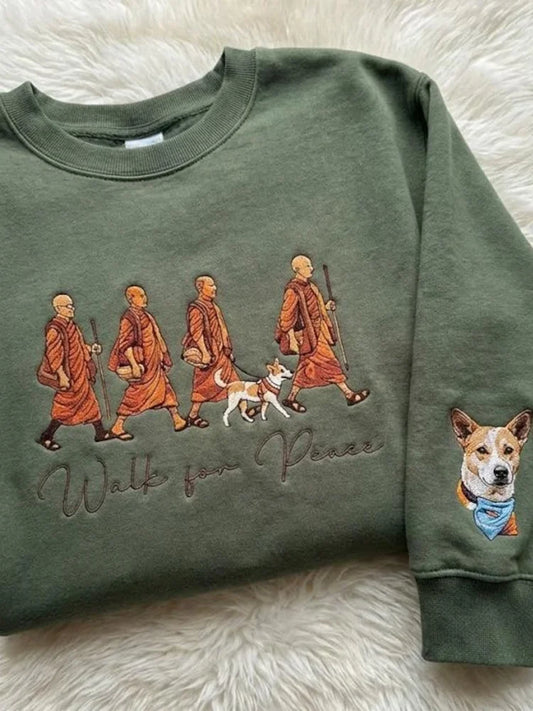 Cardydony Walk For Peace Monks With Aloka Dog Comfy Sweatshirt