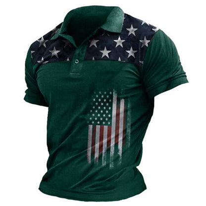 Cardydony Men's America's 250th Anniversary Print Polo Shirt