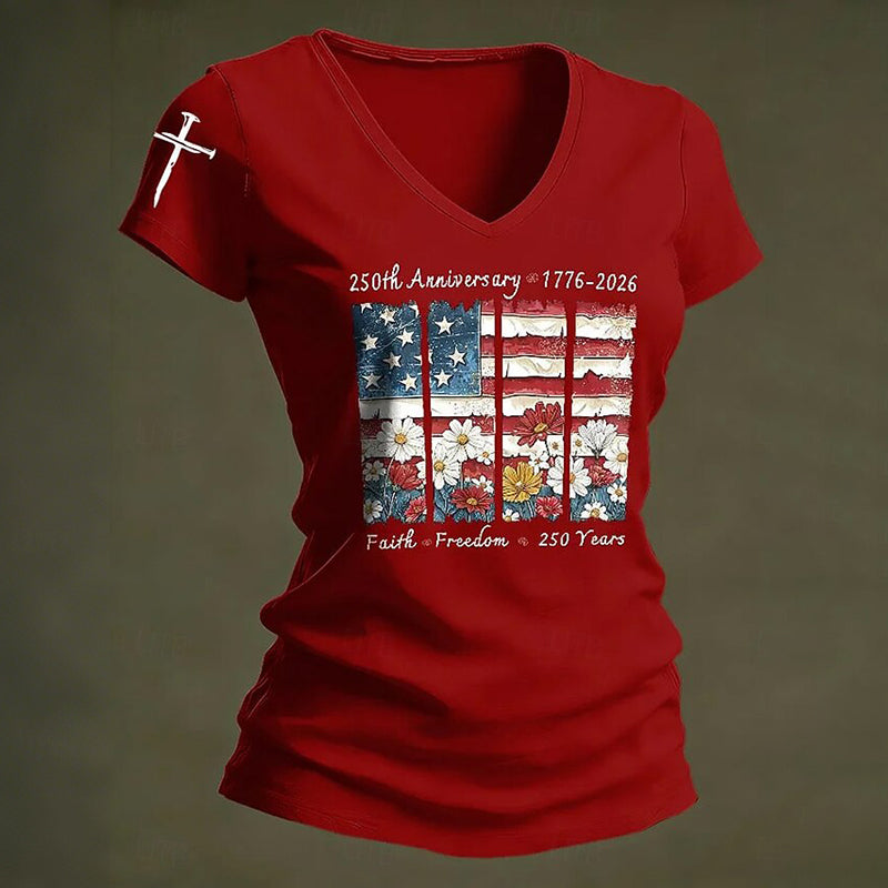 Cardydony Women's Retro American 250th Anniversary Patriotic T Shirt