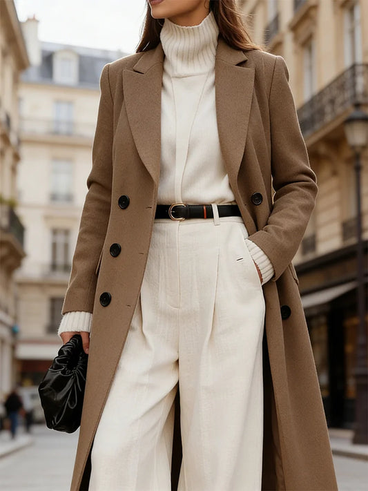 Cardydony Classic Elegant Lapel Wool Coat