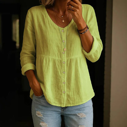 Cardydony Women's Casual V Neck Comfy Linen Blouse