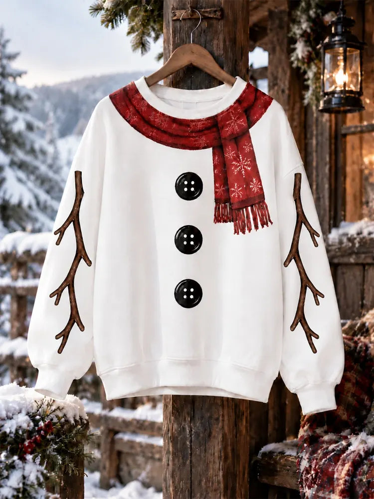 Cardydony Women's Christmas-themed Crew-neck Sweatshirt With A Snowman Print