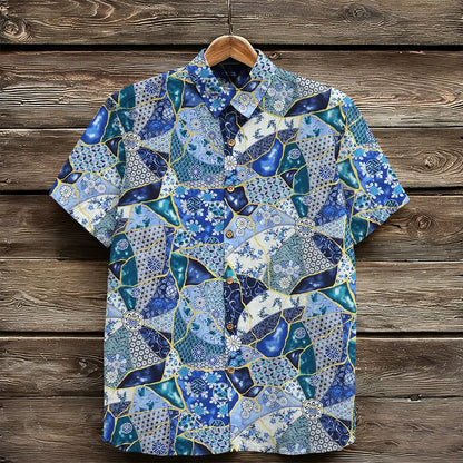 Cardydony Vintage Japanese Inspired Pattern Cozy Linen Shirt