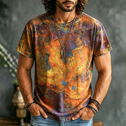 Cardydony Men's Hippie Tie Dye Wash The Old Print T-shirt