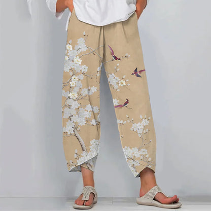 Cardydony Floral Print Loose Casual Pants