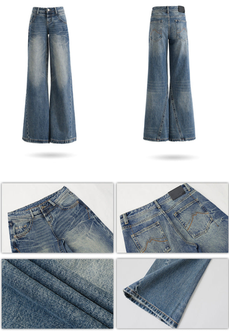Cardydony Women's Y2K Low Rise Flared Jeans for Women | Wide Leg Denim Pants Vintage Streetwear