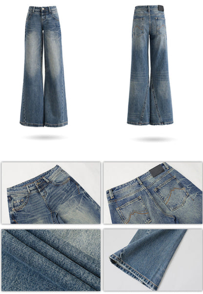 Cardydony Women's Y2K Low Rise Flared Jeans for Women | Wide Leg Denim Pants Vintage Streetwear