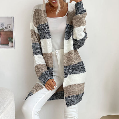 Cardydony Women's Striped Open-Front Longline Cardigan – Multicolor Options