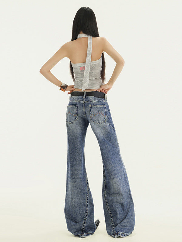 Cardydony Women's Y2K Low Rise Flared Jeans for Women | Wide Leg Denim Pants Vintage Streetwear