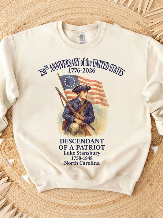 Cardydony 250 Years Of America Round Neck Sweatshirt