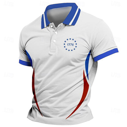 Cardydony Men's Us America 250 Year Anniversary Veterans Day Print Polo Shirt