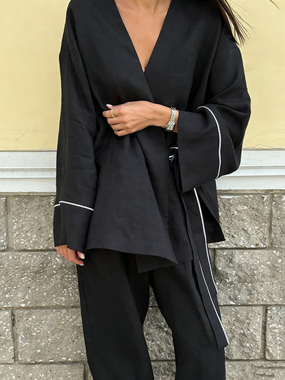 Cardydony Women's Elegant Cardigan And Casual Pants Two-piece Set