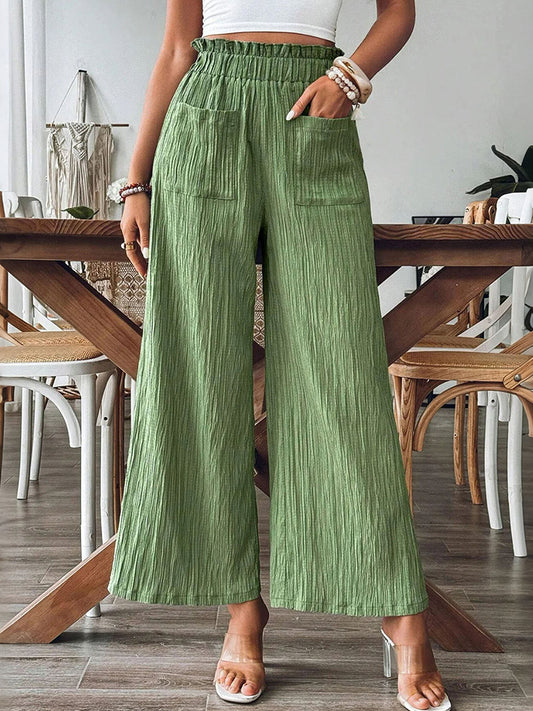 Cardydony Casual Loose Bud Waist Solid Color Linen Pants
