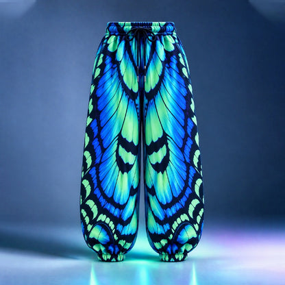 Cardydony Women's Halloween Glow-in-the-dark Colorful Butterfly Print Loose Jogger Pants