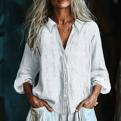 Cardydony Vintage Elegant Art Linen Ruffle Shirt