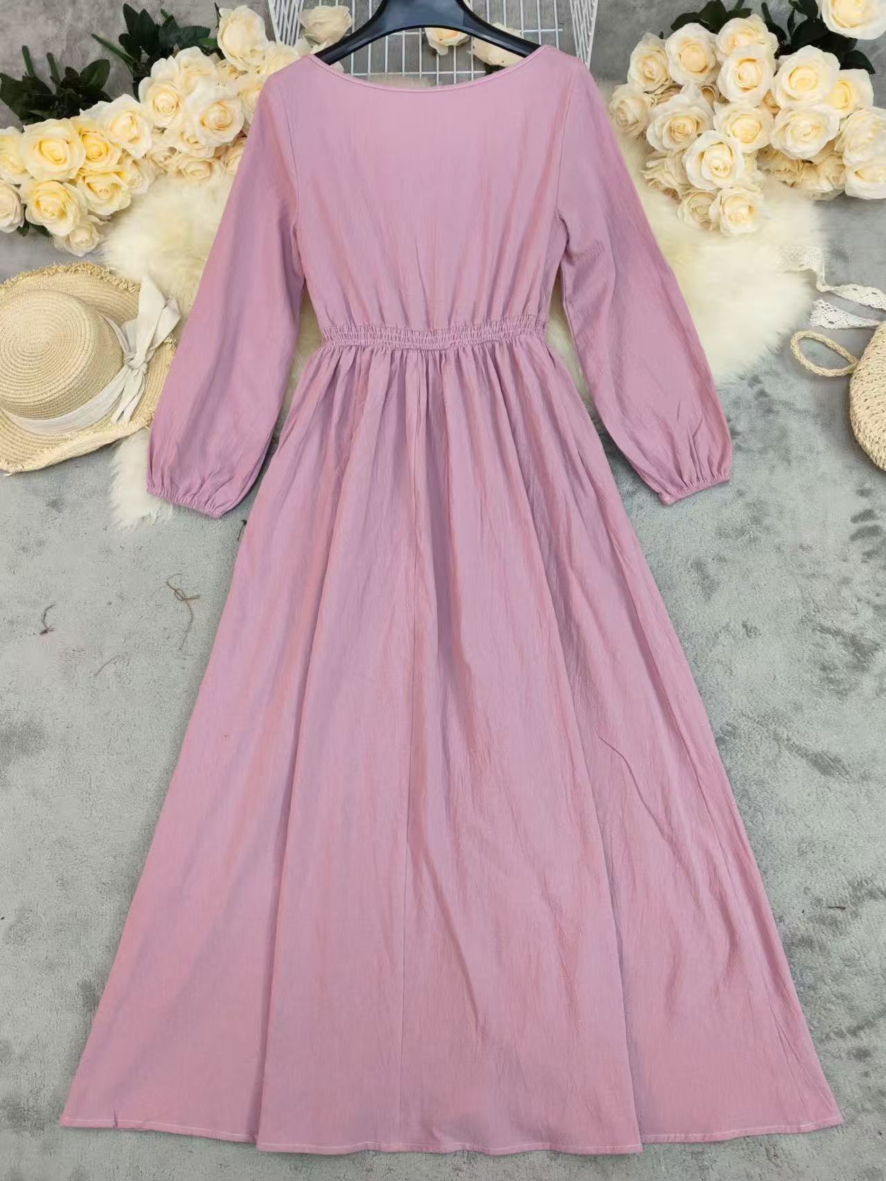 Cardydony Retro elegant flowing linen maxi dress
