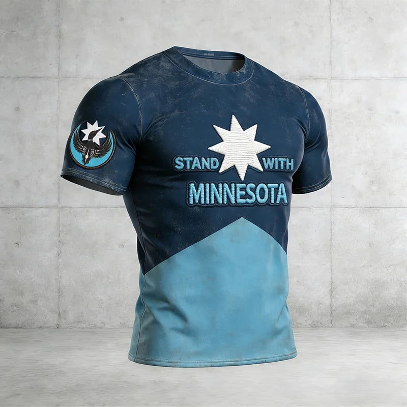 Cardydony Men's Vintage Ice Out Stand With Minnesota Print T-shirt