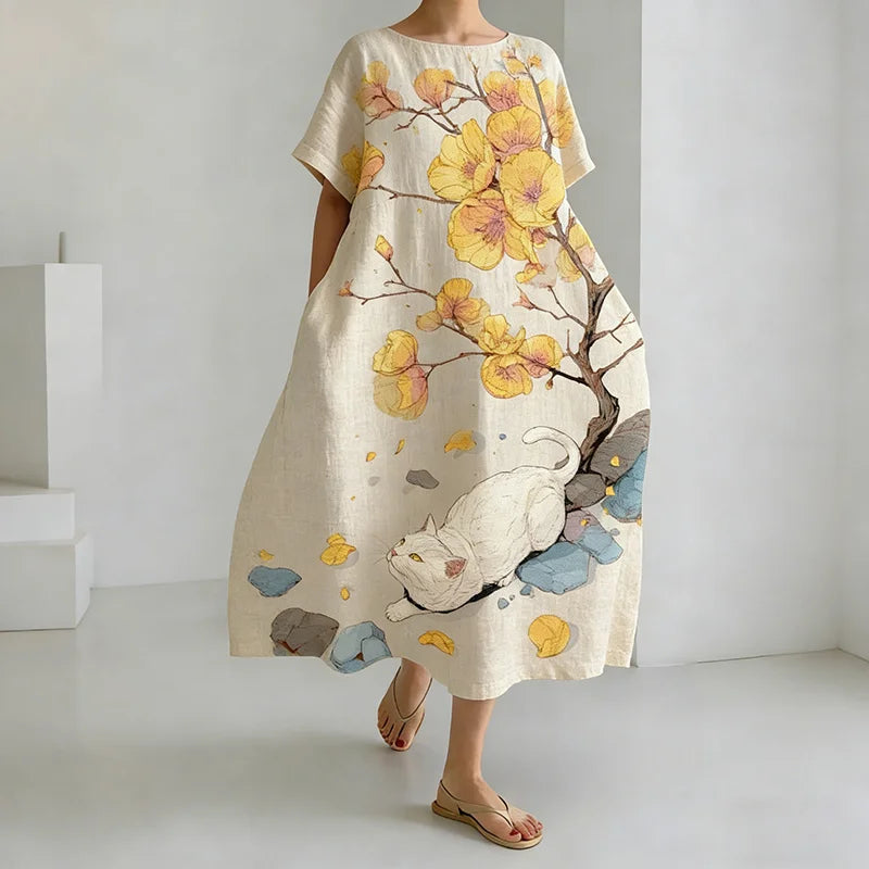 Cardydony Women's Japanese-style Fun Cat Casual Dress