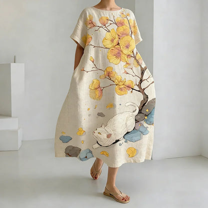 Cardydony Women's Japanese-style Fun Cat Casual Dress