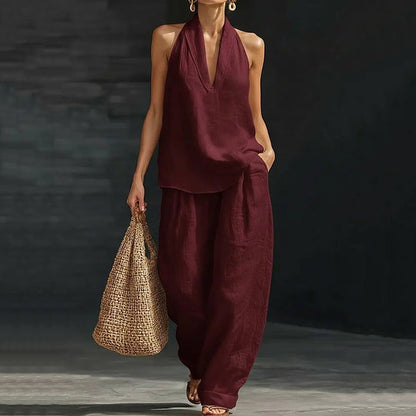 Cardydony V-neck Tank Top & Pants Two Piece Set