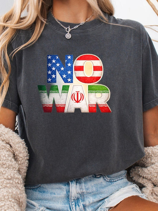 Cardydony No War Printed Short-sleeved T-shirt