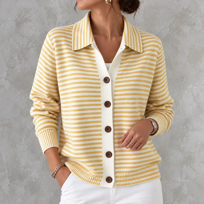Cardydony Elegant Knitted Striped Cardigan